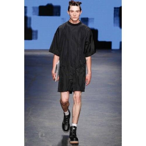 S-4XL 2021 New Mens clothing spring summer bodysuit male slim tooling short-sleeve shirt jumpsuit dj singer costumes