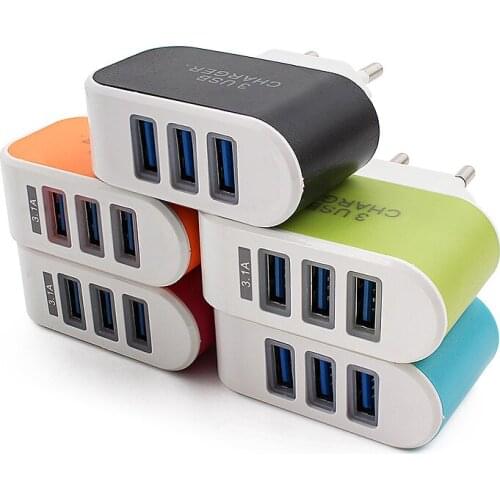 Wall Charger Adapter Travel AC USB Power Charger Adapter Universal US EU Plug 3 Port For iPhone 7 8 7plus 8plus XR XS Charger