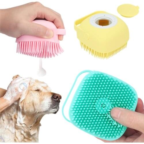 Pet Dog Massage Shampoo Brush Dogs Cat Massage Comb Grooming Scrubber Shower Brush for Bathing Hair Soft Silicone Brushes