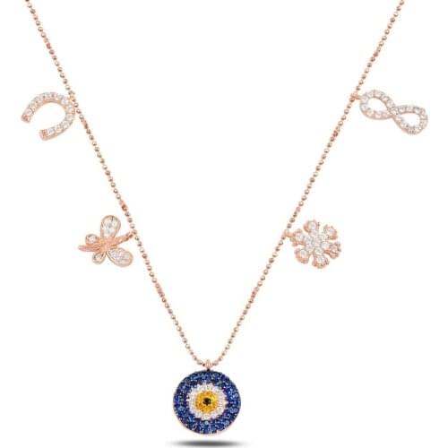 Silverlina Silver Zircon Stone Dangle Necklace