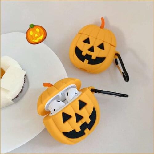 Cute Pumpkin Earbuds for AirPods Pro 2 1 Case Silicone Earphone Protective Cover Box for Apple Airpods 2 With Hook Halloween