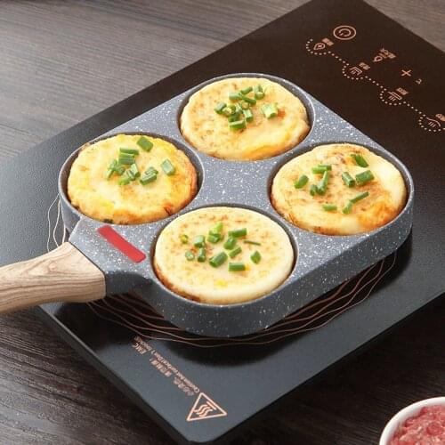 Frying Pan Non-Stick Anti-Scalding Four-Hole Frying Pot Pans Multifunction Durable Frying Pot Pan Home Breakfast Cookware