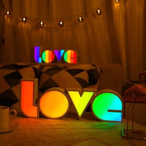 Love LED Nightlight Desk Lamp LED Box Lamps Decor Table Nightlight 5v Bedroom Holiday Rainbow Color Decoration Lights