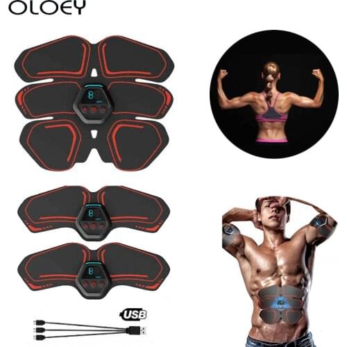 Abdominal Muscle Stimulator Trainer USB Rechargable EMS Electric Muscle Exerciser Machine Belly Arm Massage Fitness Equipment