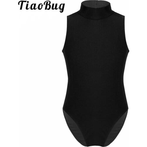 TiaoBug Kids Teens Sleeveless Mock Neck Cutout Professional Ballet Leotard Girls Gymnastics Leotard Ballerina Dancewear Bodysuit