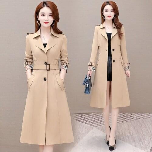 Spring 2021 New Womens Hot Style Mid-length High-end Goddess Fan Knee-length Windbreaker Jacket