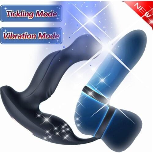 New Upgrade Tickling Vibrator Vibrating Anal Plug With Cock Ring Erotic Toy Male Prostate Massage Buttplug Sex Tools For Men Gay