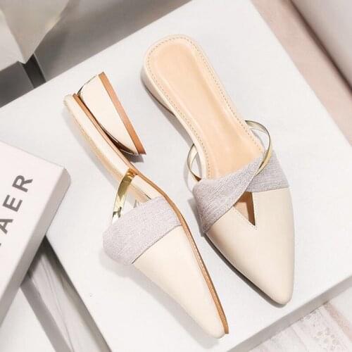 2021 New Summer Flats Lady Sandals Slippers Soild Color Slip on Pointed Toe Women Mules Outdoor Slipper Shoes Woman Slides A194