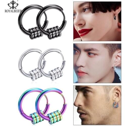 ROYALBEIER Earrings 2019 Lovers Circle Ear Ring Earrings For Women And Rings Earrings Female Hip Hop Earrings Jewelry