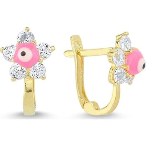 Gold Flower Kids Earrings TTGKPAÇK09-Certified 14K Gold-A perfect gift for your Loved Ones-Ephesus Gold & diamond