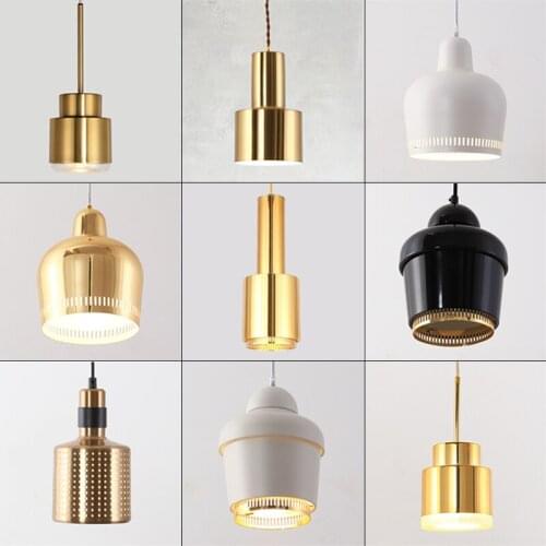 Nordic Gold Pendant Lights Postmodern Minimalist Restaurant Pendant Lamp Antique Metal Hanging Lamp Lighting deco chambre