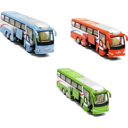 1:32 Alloy Car Models High Simulation City Bus Metal Diecasts Toy Vehicles Pull Back and Flashing and Musical