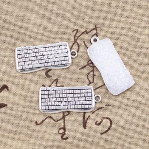 10pcs Charms Computer Keyboard 14x31mm Antique Silver Color Plated Pendants Making DIY Handmade Tibetan Silver Color Jewelry