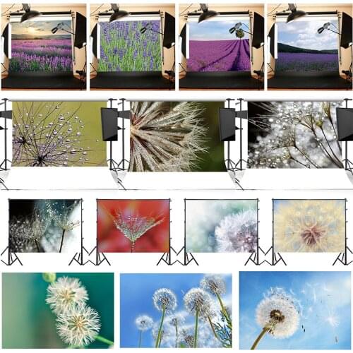 2 Size Flowers Background Cloth Dandelion Lavender Scenic Photography Backdrop Print Props for Photo Studio Party Wedding Decor