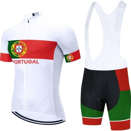 2021 Pro Summer Mens Cycling Jersey Set Portugal National Team Short Sleeve Bicycle Bike Riding Set Clothing 20D Bib Shorts