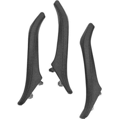 3Pc/Set Car Interior Inner Door Handle Genuine Leather Panel Pull For BMW 5 Series F10 F11 F18 520i 525i 528i 530i 10-17 LHD RHD