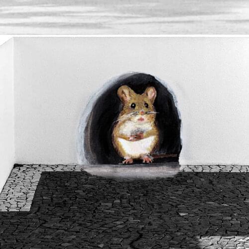 5pcs 3d Creative Miniature Mouse Hole Decal Mural Unique Sticker Indoor And Outdoor Decoration 2020 Mouse Wall Sticker