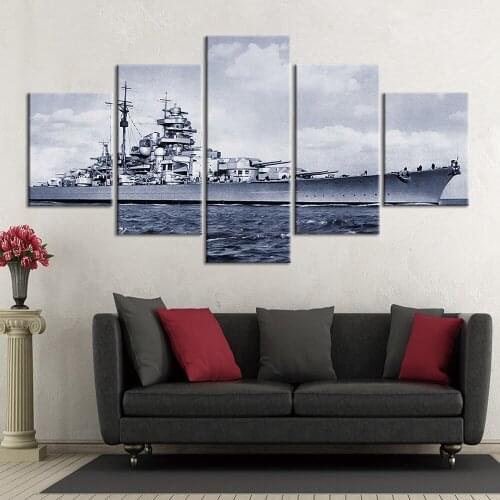 Canvas Painting 5 Pieces Aircraft carrier Posters Modern Home Wall Decor Canvas Art HD Print Wall Pictures For Child Bedroom