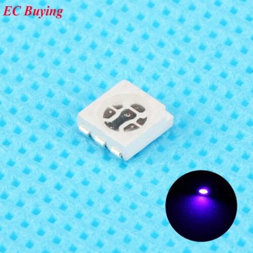 50pcs Ultra Bright 5050 LED SMD Purple UV Chip Surface Mount 20mA Light-Emitting Diode LED SMT Bead Lamp Light DIY Practice