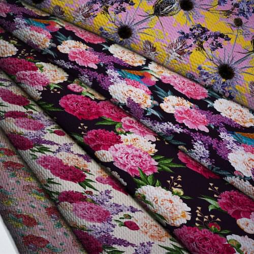 50cm*140cm Flower Printed Printed Bullet Texture Liverpool Fabric For clothing Stretch Knit Fabric For Hair Band L18572