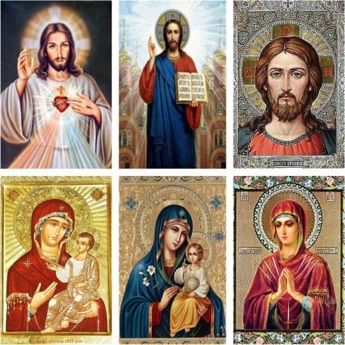 5D Diamond Painting Jesus Virgin Mary Art Mosaic Diy Cross Stitch Kits Diamond Embroidery Full Religious Figure Home Decor