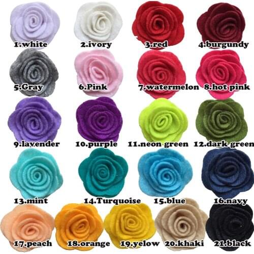 60 pcs/lot , 1.57 inches Felt Rose Flower Fabric flowers