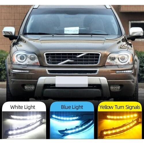 Car flashing 1Pari DRL For VOLVO XC90 2007 - 2013 Daylight Daytime driving Running Lights turn signal light Fog lamp
