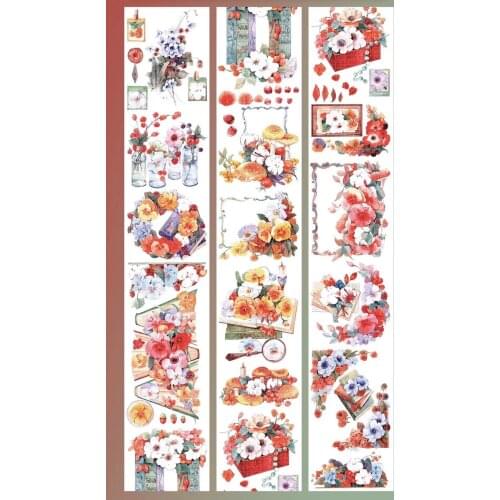 Big Size Vintage Song of Flower Washi Tape for Card Making Bullet Journal DIY Scrapbooking Label Sticker