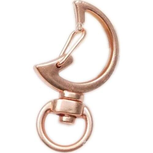 10 Pcs/ Lot Crescent moon Pattern Keychain Lanyard Metal Snap Hook Lobster Clasp Open Bezel DIY Bags Finding Wholesale 35*19mm