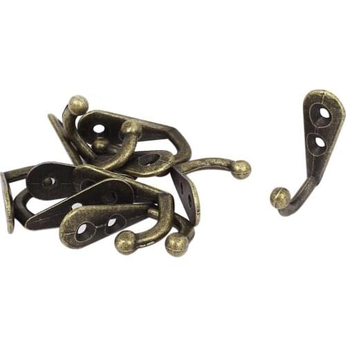 Bronze Tone Vintage Style Wall Mounted Single Hook Hangers 10 Pcs