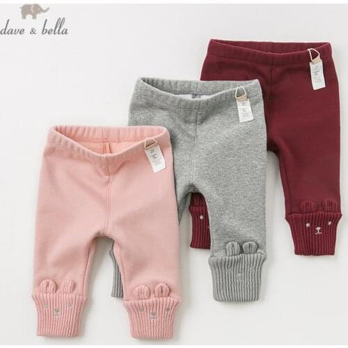 DBQ11698 dave bella winter baby girls boys fashion ruched cartoon pants children full length kids pants infant toddler trousers