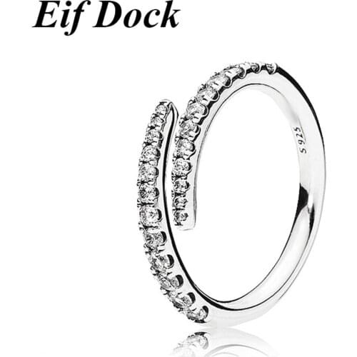 Eif Dock Adjustable Serpentine Open Ring Silver Color Wedding Rings For Women Luxury Cubic Zircon Female Engagement Party Jewelr