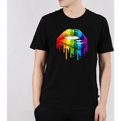Harajuku Art Colored Lips Single Couple T-shirt Summer Cool Unisex Hip Hop Funny Printed T-shirt Casual T Shirt Streetwear Tops