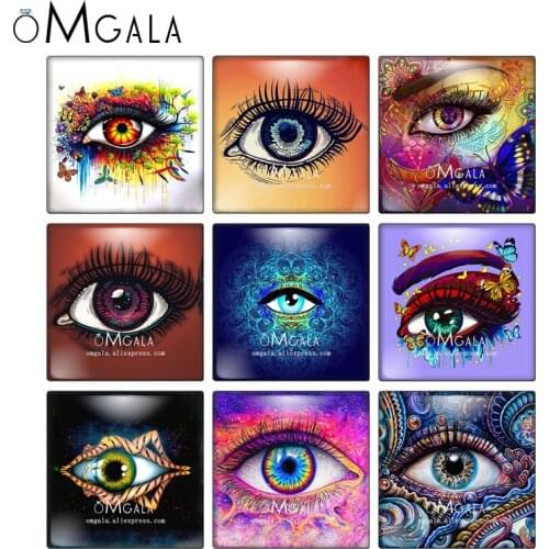 Watercolor Paintings Evil Eyes Art Patterns 10pcs Mixed 12mm/20mm/25mm/30mm photo glass cabochon demo flat back Making findings
