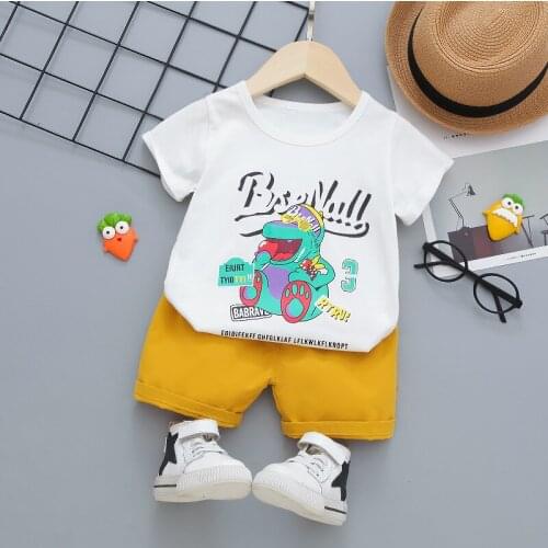 Baby Summer Clothing Set Infant Boys Girls Cartoon Clothing Fashion Cotton T-shirt+shorts 2pcs Kids Boys Beach Clothing Set