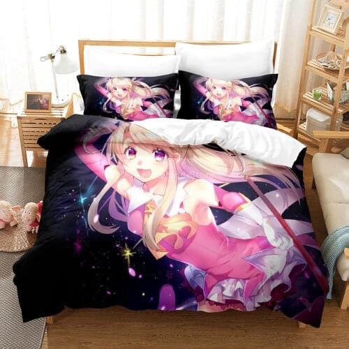 Illyasviel Saber Bedding Set Fate 3d Print Bed Linen Quilt Duvet Cover Set Home Textile Decor Queen King Size Kids Cartoon Decor