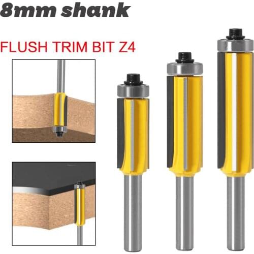 1PC 8MM Shank Milling Cutter Wood Carving Flush Trim bit Z4 Pattern Router Bit Top & Bottom Bearing Bits Milling Cutter For Wood