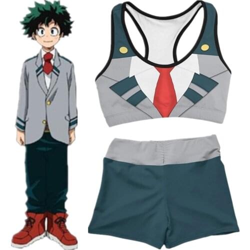 Fitness MMA Boxing Anime My Boku Hero Academia School Uniform Cosplay Yoga Suit Gym Sport Workout Running Short Bra Tracksuit