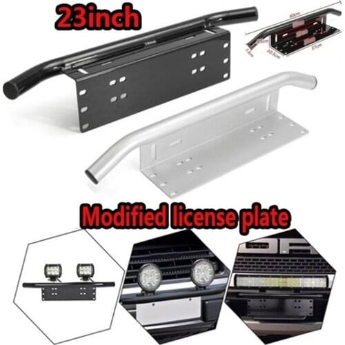 Car Front Bumper License Plate Mount Bracket Aluminium Bull Bar Style Holder For Driving Light Bar Car Universal Fits Most Cars