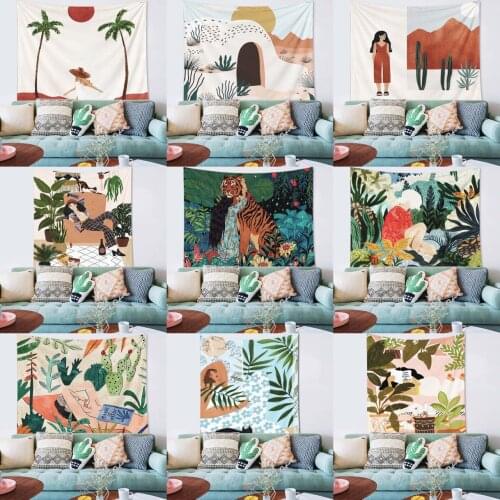Mandala Tapestry Wall Hanging Mysterious Forest Flower Jungle Animal Moon Ocean Landscape Tapestry for Home Room Decor