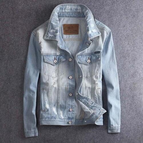Mens Denim Jacket Spring Autumn Fashion Trendy Denim Jacket Mens Jeans Jacket Outwear Male Cowboy Coats Clothing