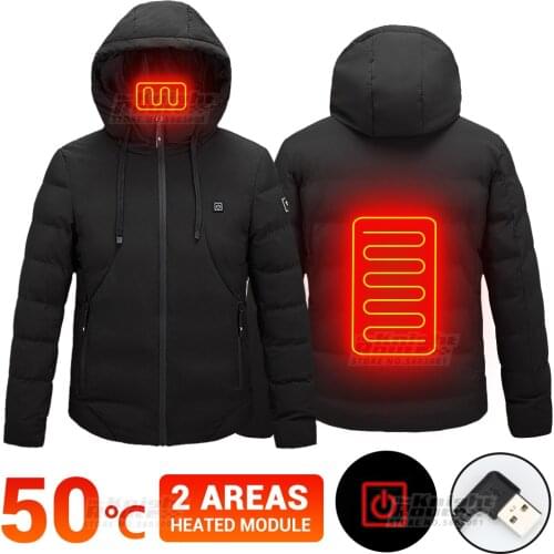 Men Winter Heated Jacket Electric Heated Vest USB Outerwear Ski Down Jacket Motorcycle Jacket Warm Coat Hunting Clothing Unisex