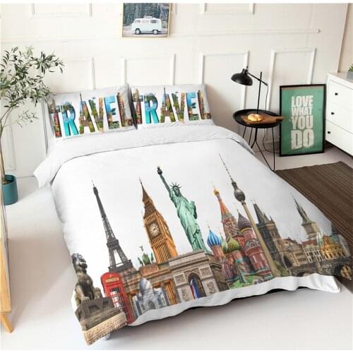 City Night View Duvet Cover Set City Landscape 3D Printed Bedcloth Bed Cover For Bed Single Double King Bedding 2 Person