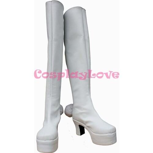 Macross Frontier White Sheryl Nome High Heel Cosplay Shoes Boots Hand Made Custom-made For Halloween Christmas Festival