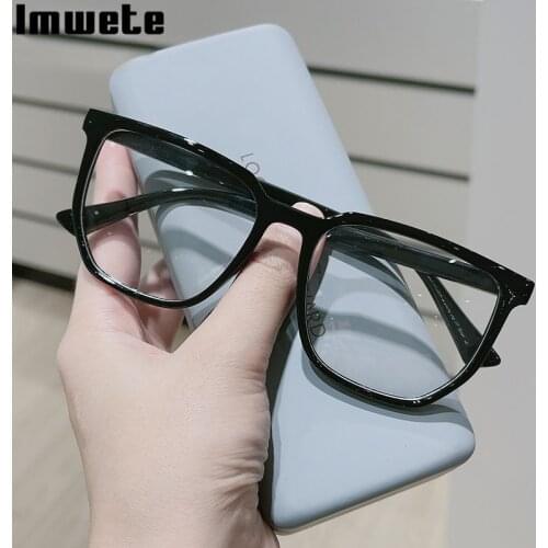 Imwete Men Anti Blue Light Flat Mirror Women Glasses Frame Fashion Unisex Can be Equipped Myopia Retro Eyeglasses Full Frames