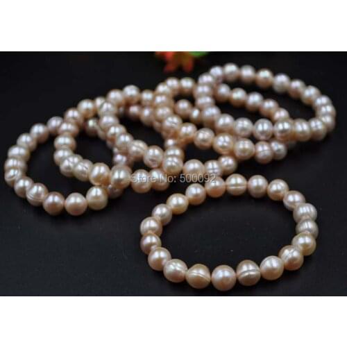 Wholesale 10 pieces 9-10mm freshwater pearl bracelets elastic Bangle
