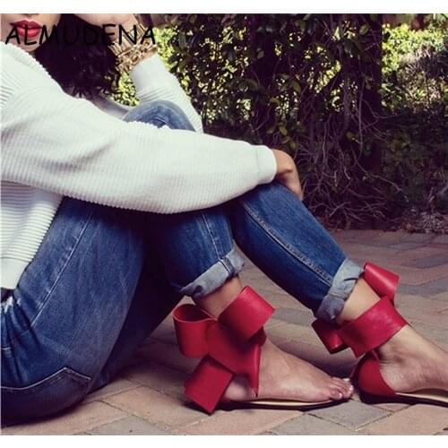 Large Butterfly-knot Hook&Loop Toe sandals Sweet Lady Summer Fashion Charming Cofortable Flat Women Shoes