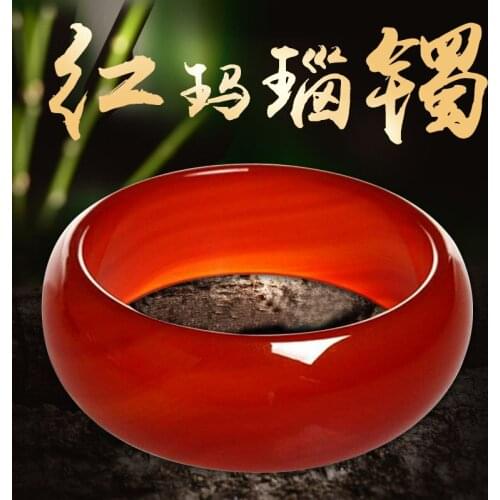 Natural Red Agate Wide Bangle Woman Genuine Jades Stone Large Bangles For Women Plus Size Handmade Bracelet Jewelry Accessories