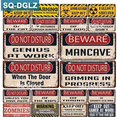 [SQ-DGLZ] Do Not Disturb Geniu License Plate Beware Plaque Metal Vintage Warning Keep Out Metal Sign Bar Decor Metalen Borden