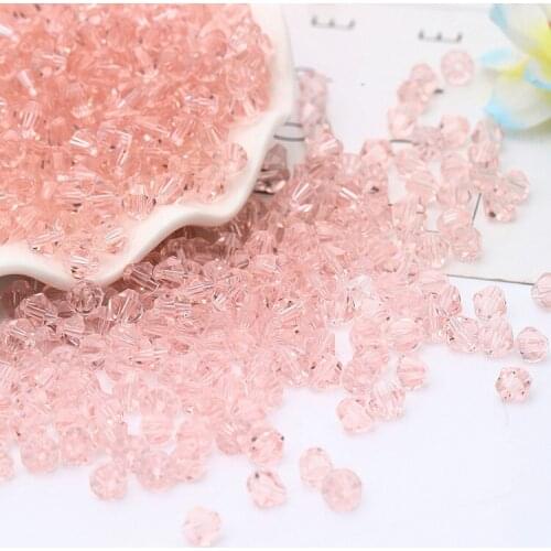 TianBo TOP quality 4mm 100pcs AAA Bicone Upscale Austrian crystals beads light Pink AB color plating Jewelry Making DIY #5301
